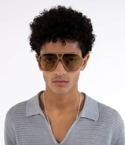 ELLIS-2 Recycled Brown Aviator Sunglasses