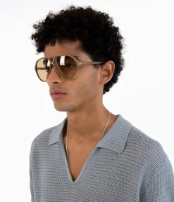 ELLIS-2 Recycled Brown Aviator Sunglasses