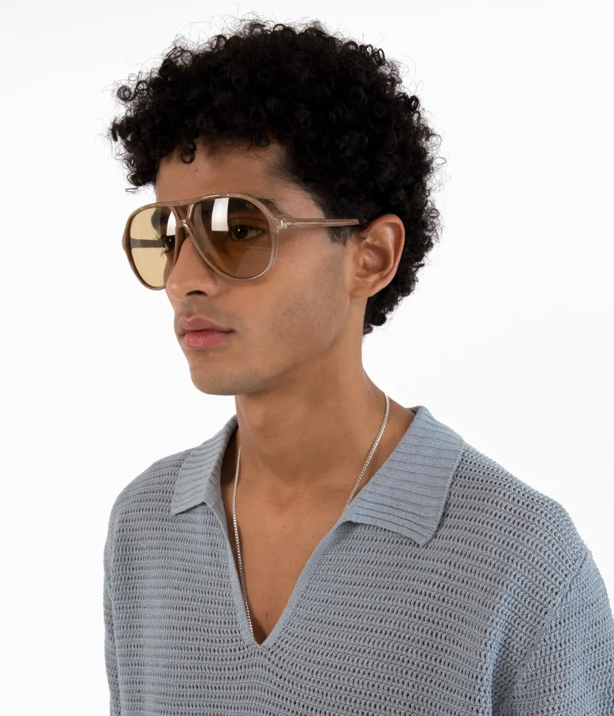 ELLIS-2 Recycled Brown Aviator Sunglasses