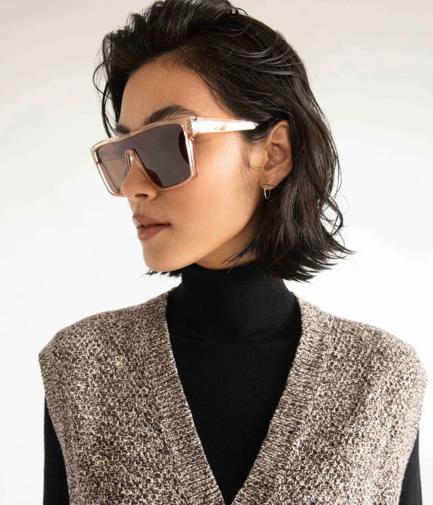 MAEVE-2 Recycled Beige Retro Squared Sunglasses