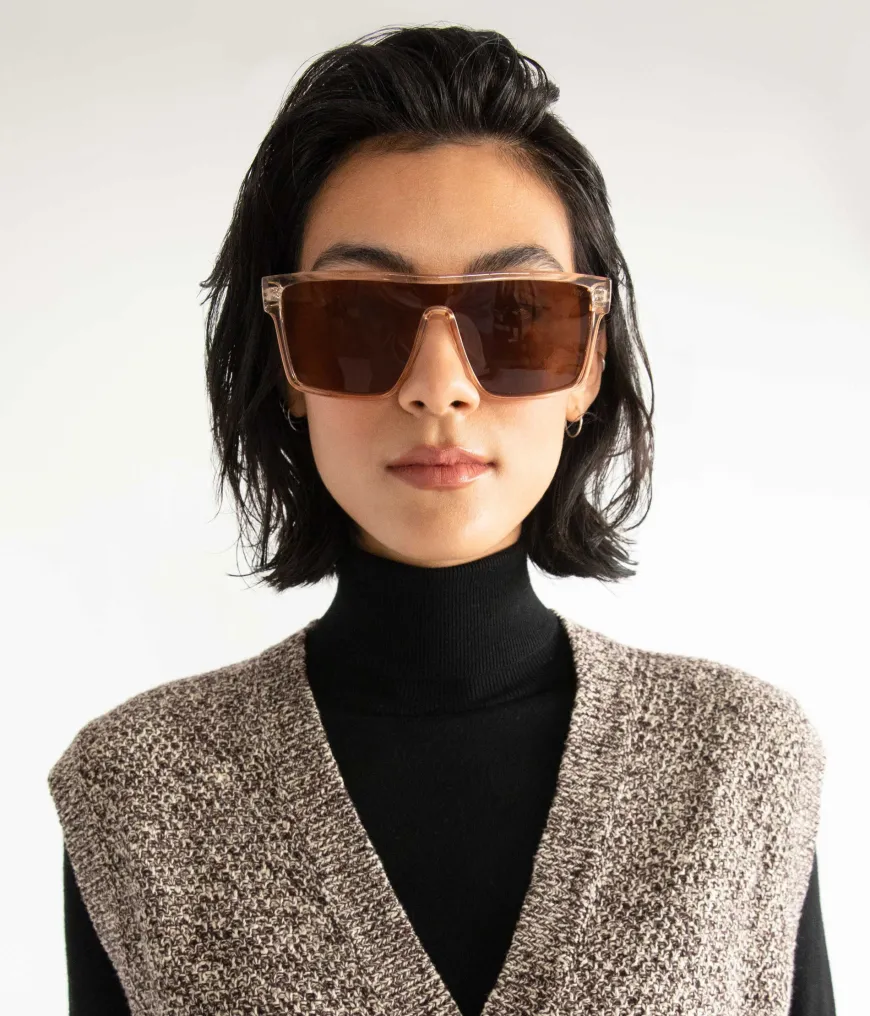 MAEVE-2 Recycled Beige Retro Squared Sunglasses